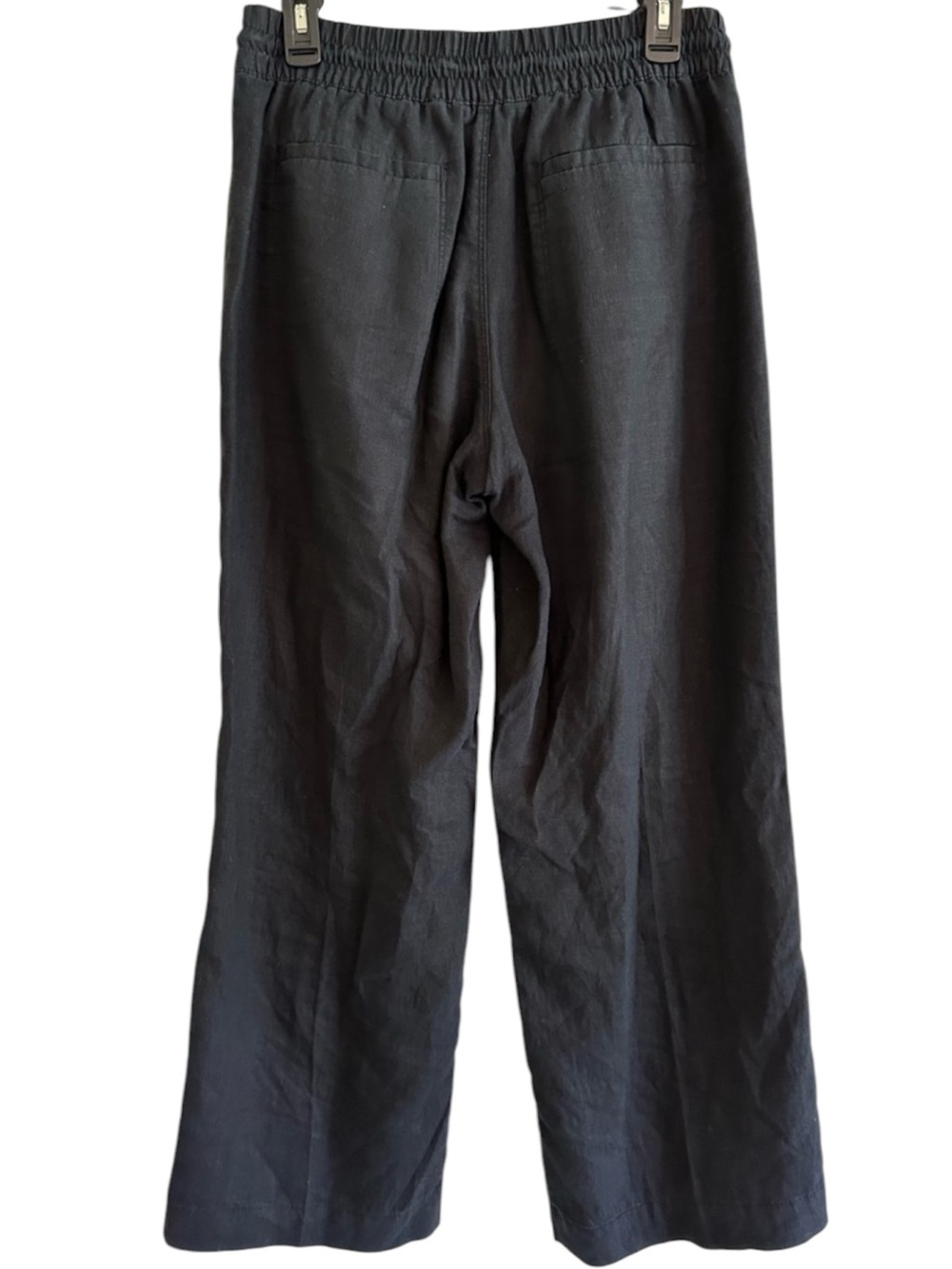 Athleta Retreat Linen High Rise Wide Leg Pant Size Large in Black Relaxed Fit - Picture 7 of 14
